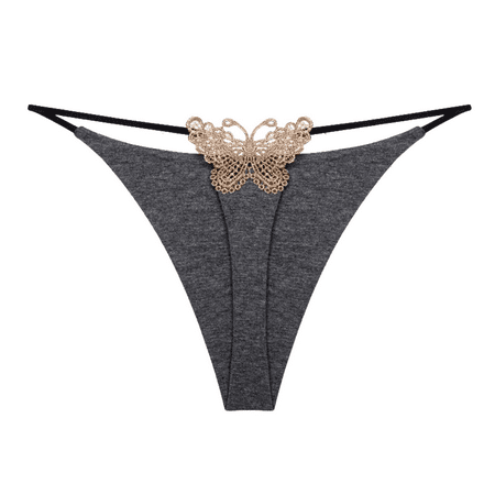 Fulorrnie Underwear for Women No Show G String Comfort Seamless Panty Thong Banded Waist Stretchable Panties  Dark Gray  L