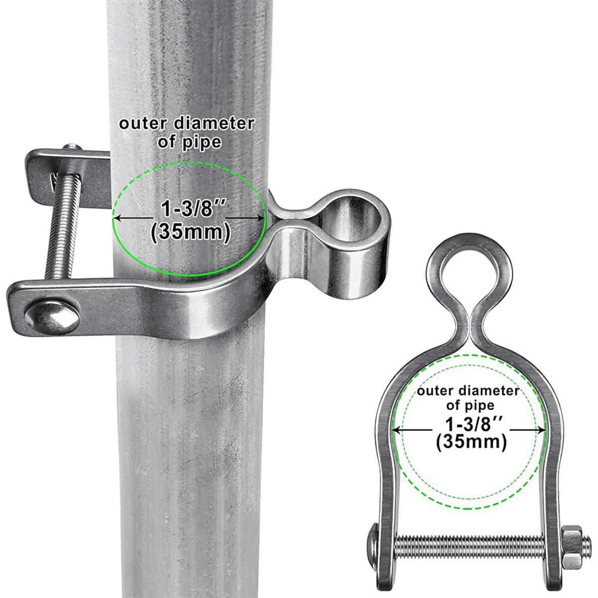 New 2-Pack Wall Mount Gate Hinge 1-3/8Inch Farm Hinge, 304 Stainless Steel Tube Fence