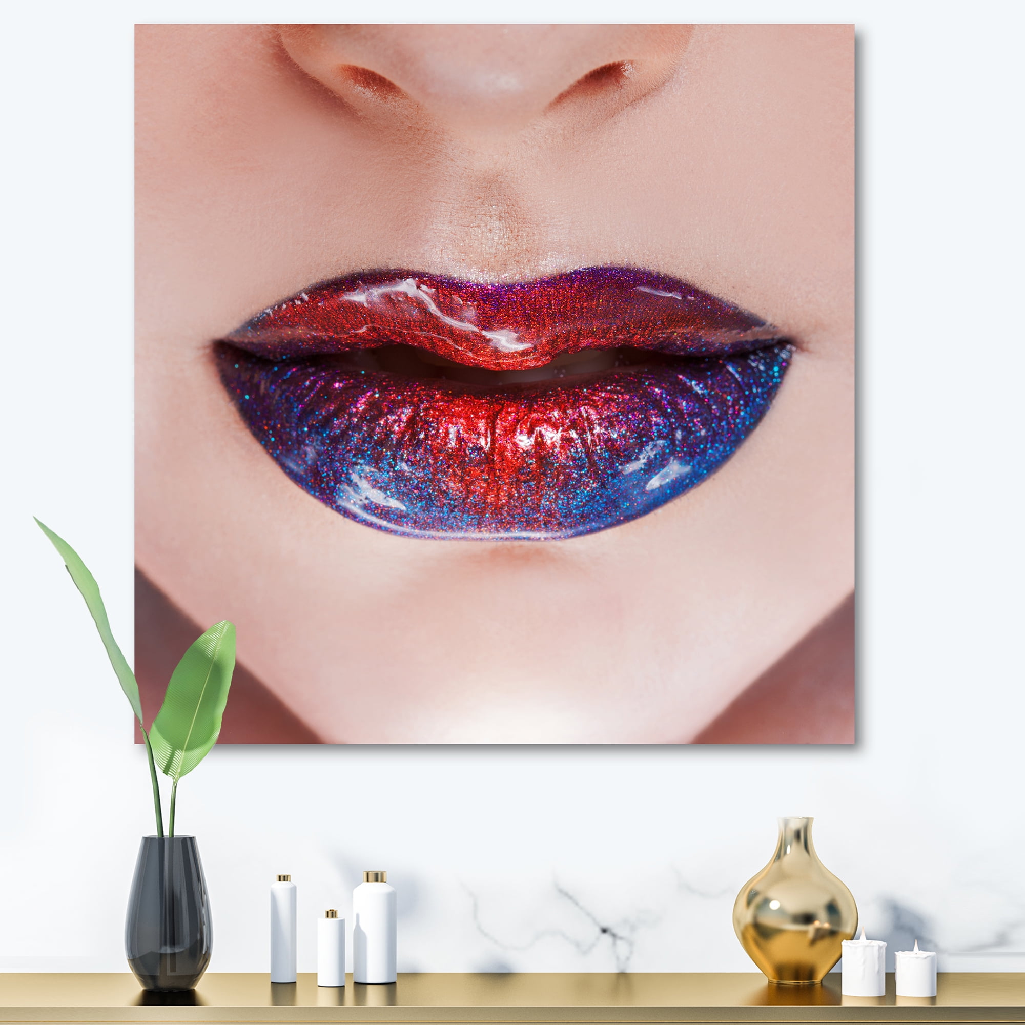 Led Beautiful lips 2024 Art Wall Canvas