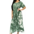 thumbnail image 1 of Sakkas Marcela Women's Casual Summer Maxi Short Sleeve Boho Dress Kaftan Sundress - 522101-ArmyGreen - One Size, 1 of 5