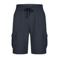 thumbnail image 3 of Jinhomg Casual Cargo Shorts for Men Big and Tall Comfy Elastic Drawstring Waist Work Shorts Relaxed Fit Solid Color Straight Shorts Outdoor Short Pant Navy XL, 3 of 6