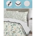 thumbnail image 4 of Green Botanical Full Size Down Alternative Comforter, Lightweight Comforter Quilt Bedding Set with Pillow Shams Spring Summer Birds Watercolor All Seasons Bed Comforter Duvet Insert 78"x90", 4 of 7