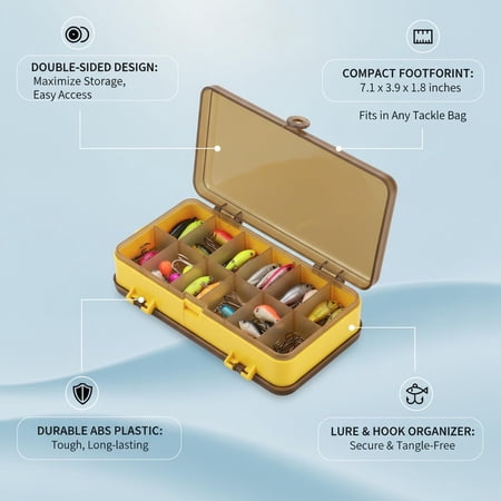Yellow Double-Sided Fishing Tackle Box PP Plastic Bait Storage Case