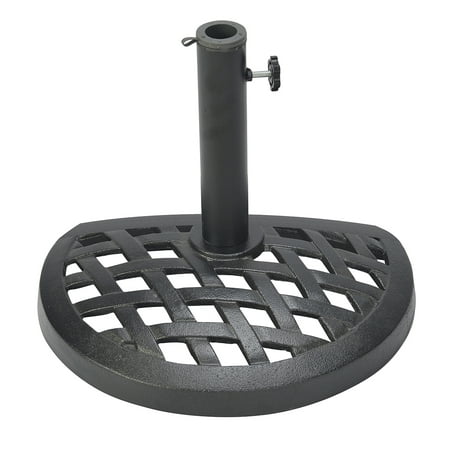Cast Iron Half Umbrella Base - 17.7 Inch Diameter by Trademark Innovations (Black Finish)