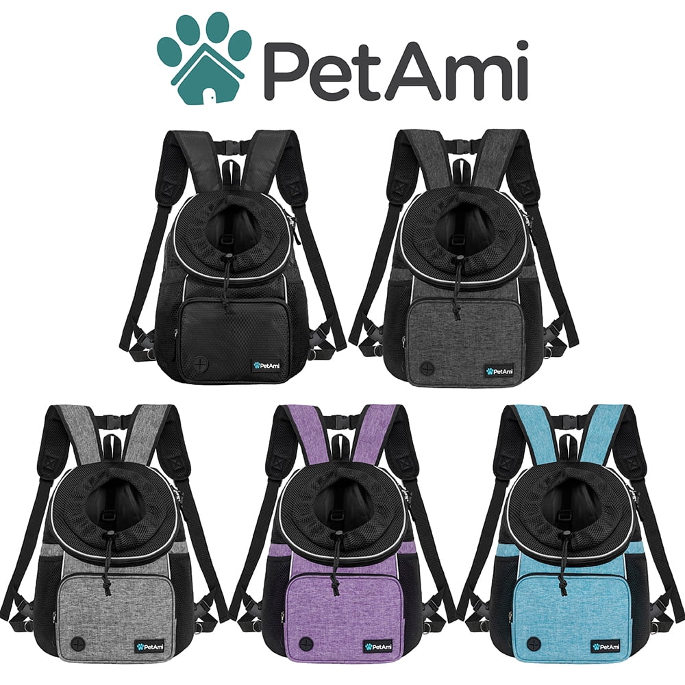 PetAmi Dog Front Carrier Backpack, Adjustable Dog Pet Cat Chest Carrier Backpack, Ventilated Dog Carrier for Hiking Camping Travel, Small Medium Dog Puppy Large Cat Carrying Bag, Max 15 lbs, Gray