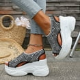 thumbnail image 6 of Hopeusnice Sandals for Women Non-Slip Canvas Materials Summer Shoes Breathable Thick-Soled Heel Open Toe Women's Sandals Trendy Soft Comfortable Walking Shoes Gray 42, 6 of 9