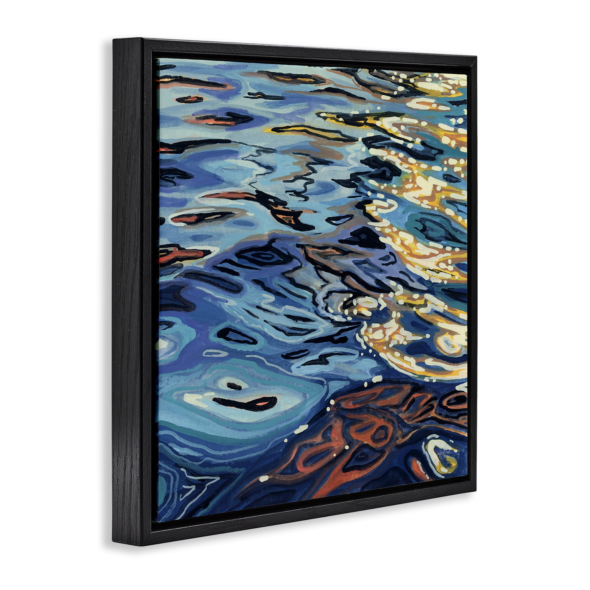 Stupell Industries Sunrise on Rippling Water Black Framed Floater Canvas Wall Art, design by Kate Jarvik Birch