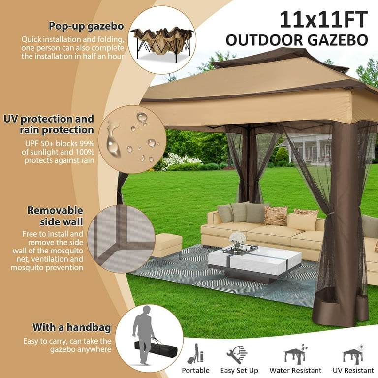 papagogo SANOPY 12x12FT Pop-Up Gazebo with Mosquito Net, UV