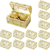 ABCISI 12PCS Party Favor Boxes, Treasure Chest for Candy Box Wedding Favor Boxes Clear Favor Gift Boxes for Wedding Baby Shower Birthday Party Decorations (Gold)