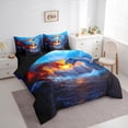 thumbnail image 3 of jejeloiu Cartoon Animal Dragon 7pcs Bedding Comforter Set,Western Fantasy Theme Queen Bedding Sets,Orange Blue Queen Sheet Sets For Kids,Ultra Soft Home Decor Reversible, 3 of 8