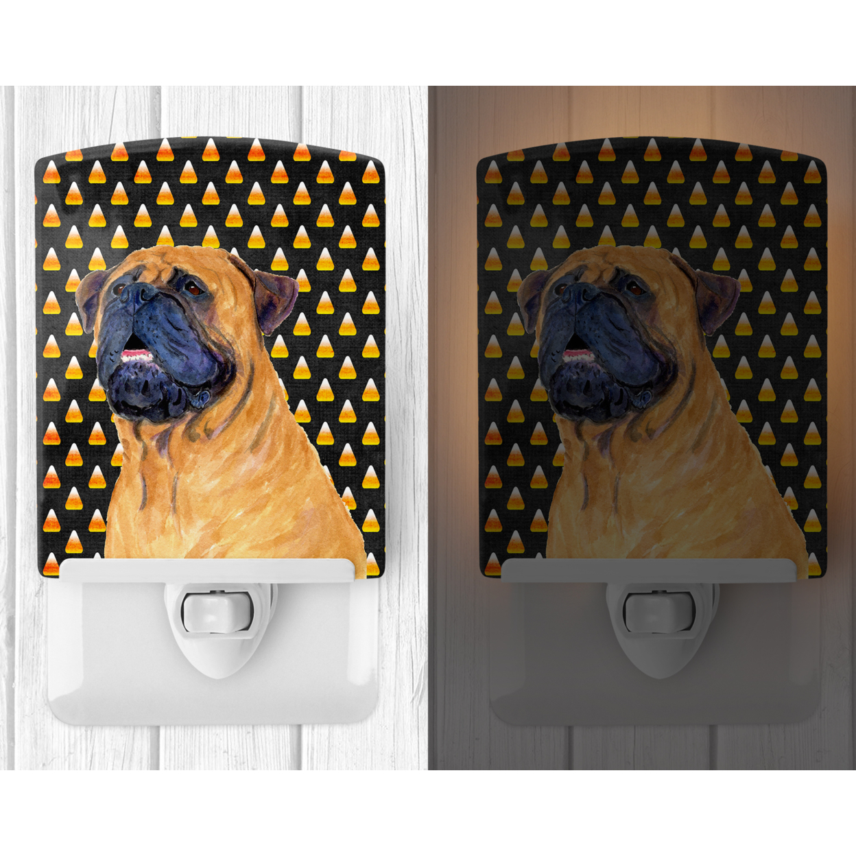 Caroline's Treasures SS4313CNL Mastiff Candy Corn Halloween Portrait Ceramic Night Light, 6x4x3", multicolor
