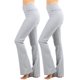 thumbnail image 1 of Pantalones de yoga acampanados de cintura alta con pliegues y corte acampanado para entrenamiento de mujer y tallas grandes de algodón elástico, 1 of 5