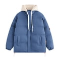 thumbnail image 1 of Styesk Jackets for Men Zipper Up Warm Jackets Outdoor Plus Size Work Coats Hooded Color Block Puffer Jacket Casual Comfy Wind Breaker Jackets with Pockets, 1 of 8