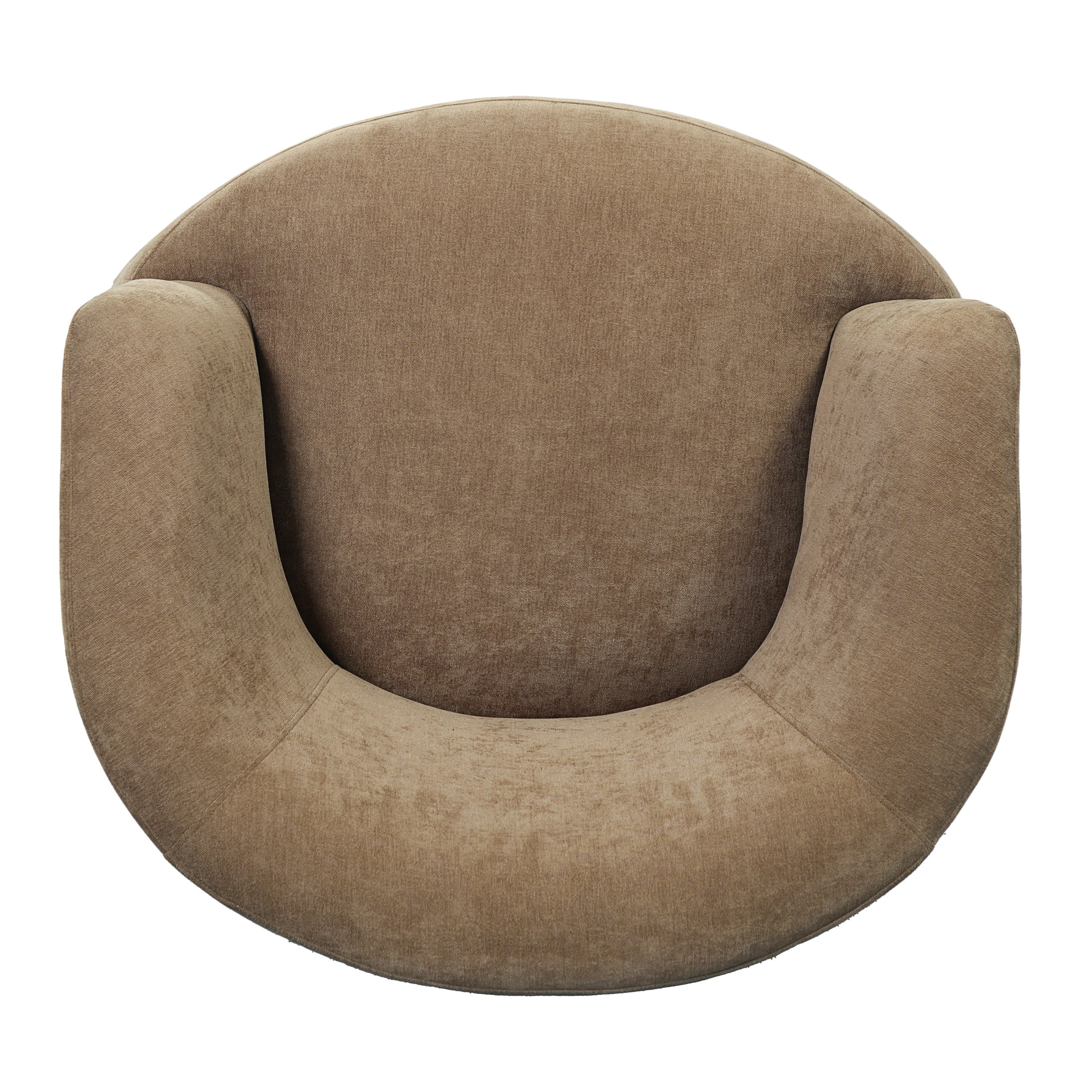 Christopher Knight Home Modern 360° Swivel Barrel Accent Chair, Polyester Fabric with Leather Accent, Brown