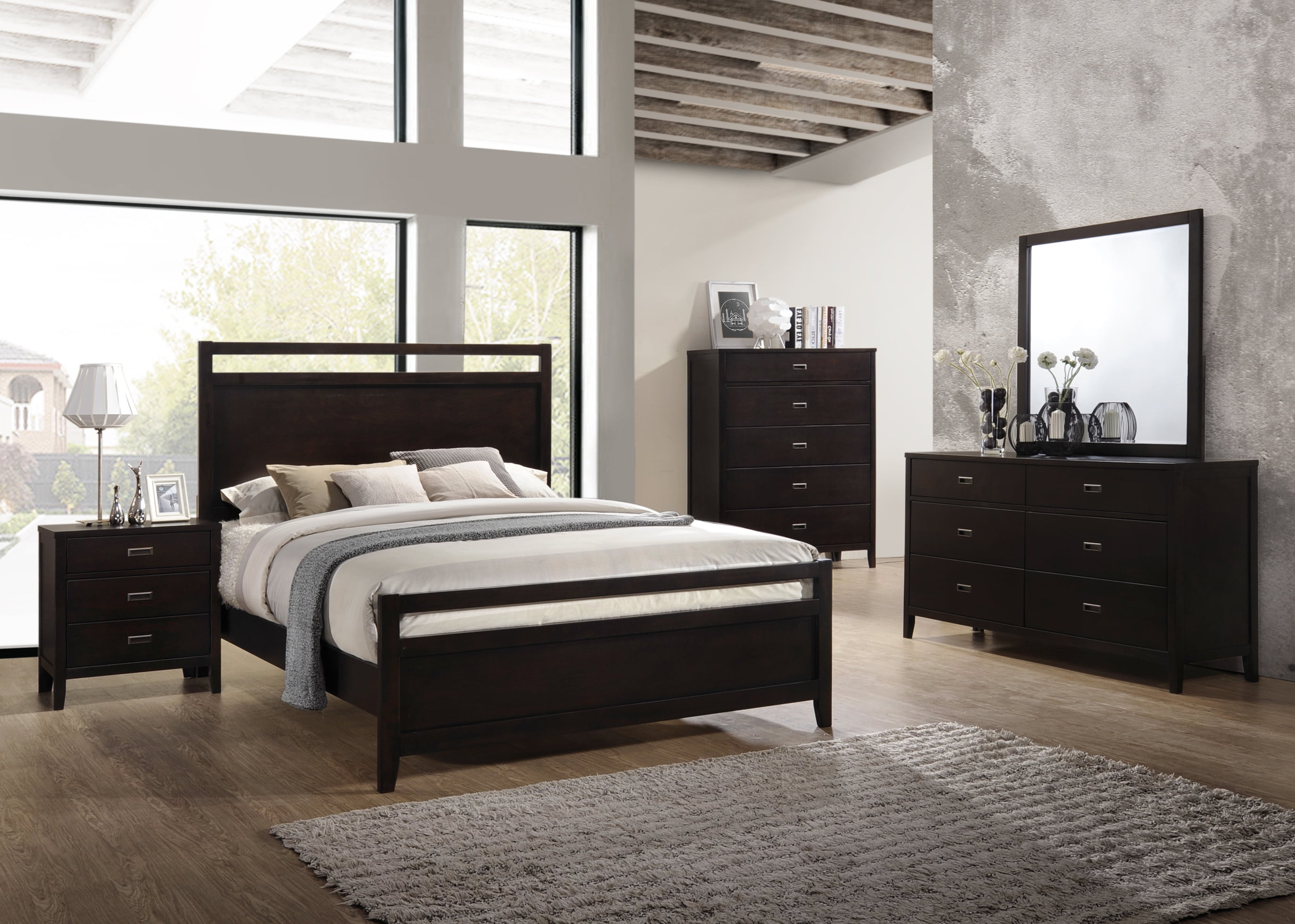 Kovar 6 Piece Bedroom Set King Dark Cherry Wood