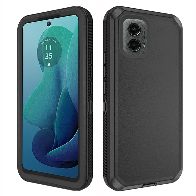 Asuwish Compatible with Motorola Moto G 5G 2024 Phone Case Hybrid Rugged Shockproof Hard Protective Drop Proof Full Body Heavy Duty Mobile Cell Cover for G5G 5 G G5 Women Men Black