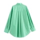 thumbnail image 4 of HH TRAF 2024 Camisas sueltas de calle para mujer Blusa de verano de un solo pecho con bolsillo y mangas largas con cuello vuelto verde a la moda para mujer, 4 of 5
