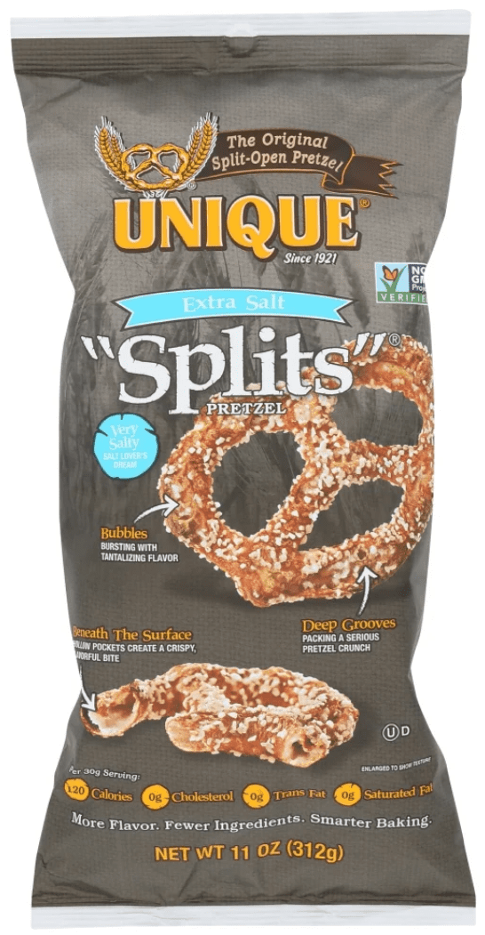 (2 pack) Unique "Splits" Extra Salt Pretzels, 11 oz
