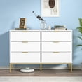 thumbnail image 3 of Eumyviv Commode Moderne avec Poignées Dorées, Commode de Rangement Mi-Siècle Moderne à 6 Tiroirs pour Chambre et Salon, Blanc H0122, 3 of 8