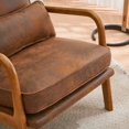 thumbnail image 5 of IVV Mid Century Modern Accent Chair, Brown Bronzing Cloth Upholstered Living Room Armchair with Solid Wood Frame for Bedroom,Apartment,Studio,Office,Waiting Room, 5 of 10
