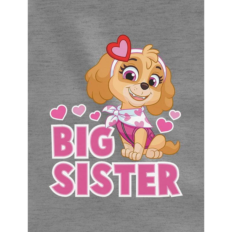 Sister Gift Kids\' Tee Toddler - Paw Promoted T-Shirt Kids\' - Nickelodeon Outfit Sister Patrol Paw Girls\' Announcement Big Sister for Paw - Skye - Patrol Big Sisters - Top Big Patrol -