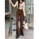 thumbnail image 1 of Pantalones vaqueros de estilo Retro para mujer, Jeans de nicho con piernas anchas, pantalones casuales de cintura alta, pantalones divididos con Micro trompeta, 1 of 5