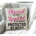 thumbnail image 2 of Blessed by God Spoiled by My Husband Cotton Burlap Linen Throw Pillow Case Cushion Cover Sofa Outdoor Decorative Square 18X18 Inches, 2 of 4