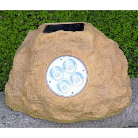 Homebrite Solar Power Jumbo Sandstone Rock Spot Lights - Set of 3