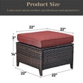 thumbnail image 4 of Gymojoy Outdoor PE Wicker Ottoman Set of 2 Patio Rattan Footrest Seat with Soft Red Cushion, 4 of 7