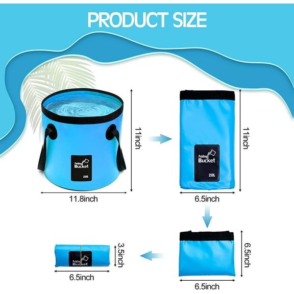 3 Pcs 5 Gallon Collapsible Bucket Set with Handles for Camping Fishing Hiking - Portable Foldable Water Container