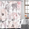 thumbnail image 2 of FMSHPON Pink Flowers Leaves Watercolor Floral 4 Piece Bathroom Set Shower Curtain Bath Rug Contour Mat and Toilet Lid Cover, 2 of 8
