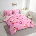 thumbnail image 3 of Homewish Cartoon Cute Flamingo Bedding Comforter Set 7pcs, Watercolor Cherry Blossoms King Bedding Sets, Teens Kids Boys Girls Reversible Bed Sheets, Super Cozy Room Decor, 3 of 7