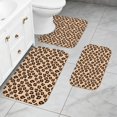 thumbnail image 2 of Brown and Beige Leopard Print Bathroom Rug Set 3 Piece,Non-Slip Bath Mat Set with U-Shaped Contour and Runner Soft Absorbent Washable, 2 of 5