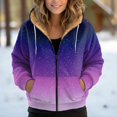 thumbnail image 2 of Xudanell Jackets for Women Warm Hooded Jacket Gradient Zipper Hoodie Drawstring Jacket Lined Plush Women Fashion Hoodies Light Blue M, 2 of 7
