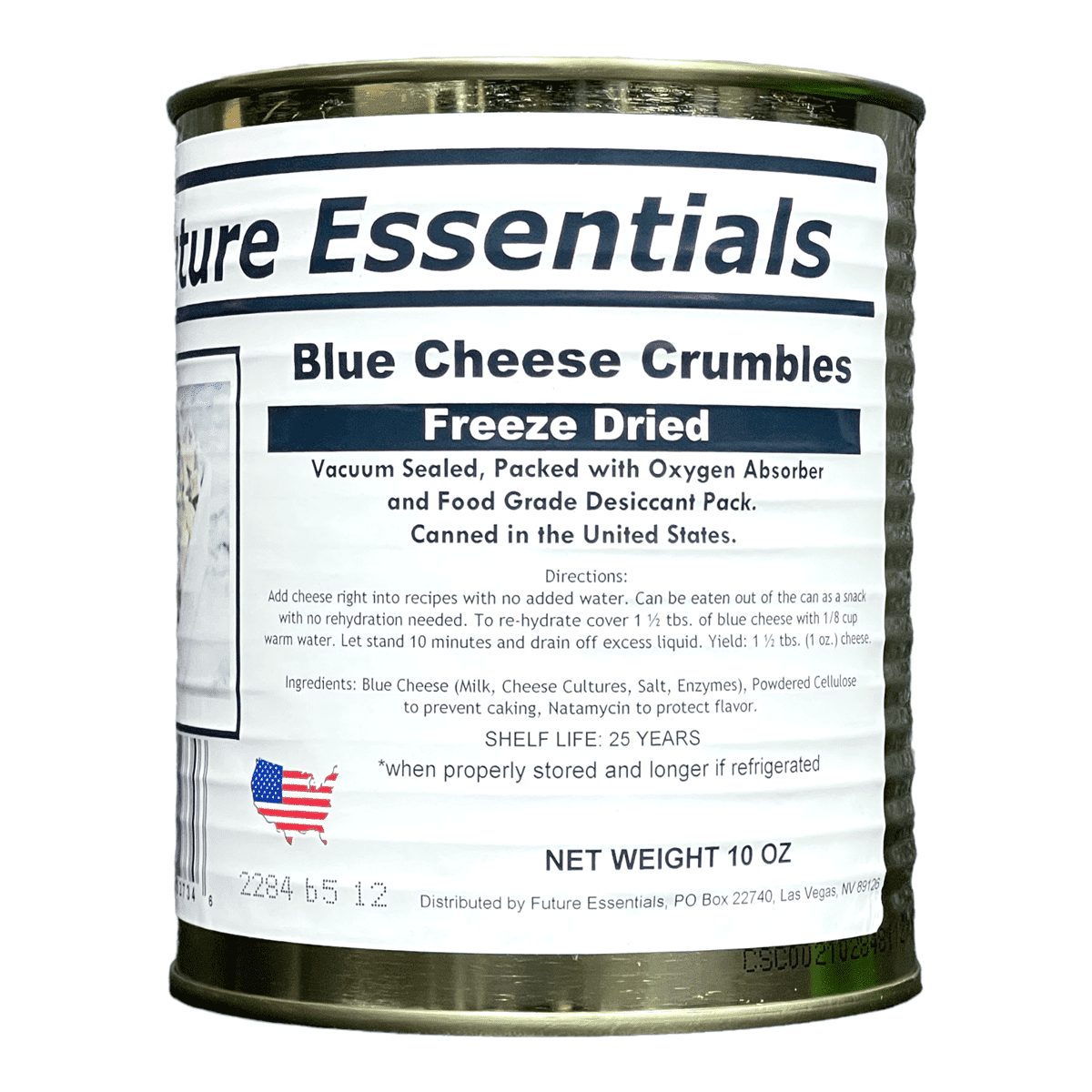 (12 Cans Pack) Future Essentials Freeze Dried Long Shelf Life Emergency Food Crumbled Blue Cheese #2.5 / 10oz / Can