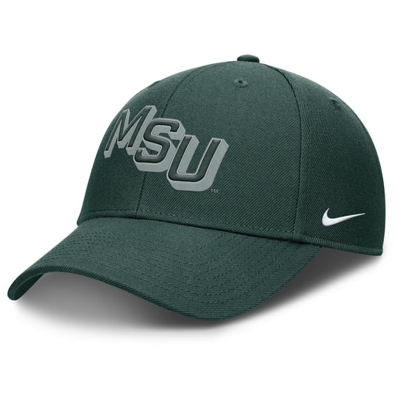 Men's Nike Green Michigan State Spartans Slanted Primetime Rise Performance Adjustable Hat
