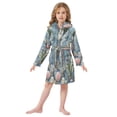 thumbnail image 6 of FORMRS Niños Bathrobe Unisex Hooded Robe Soft Plush Pajamas Sleepwear, Size 2-3T, Sea Plants Pattern, 6 of 7