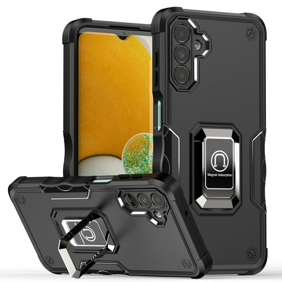 Feishell for Samsung Galaxy A14 5G Cover with Metal Ring Folding Kickstand,Drop Protection Magnetic Car Mount Shockproof Durable Dual Layer Hybrid Rugged Protective Phone Case,Black