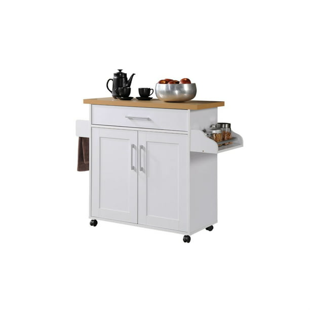 Hodedah Hik78 White Kitchen Island With, Assembled Kitchen Island With Seating