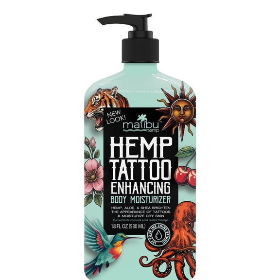 Malibu Hemp Tan Tattoo Enhancing Body Moisturizing Lotion, 18 fl. oz.