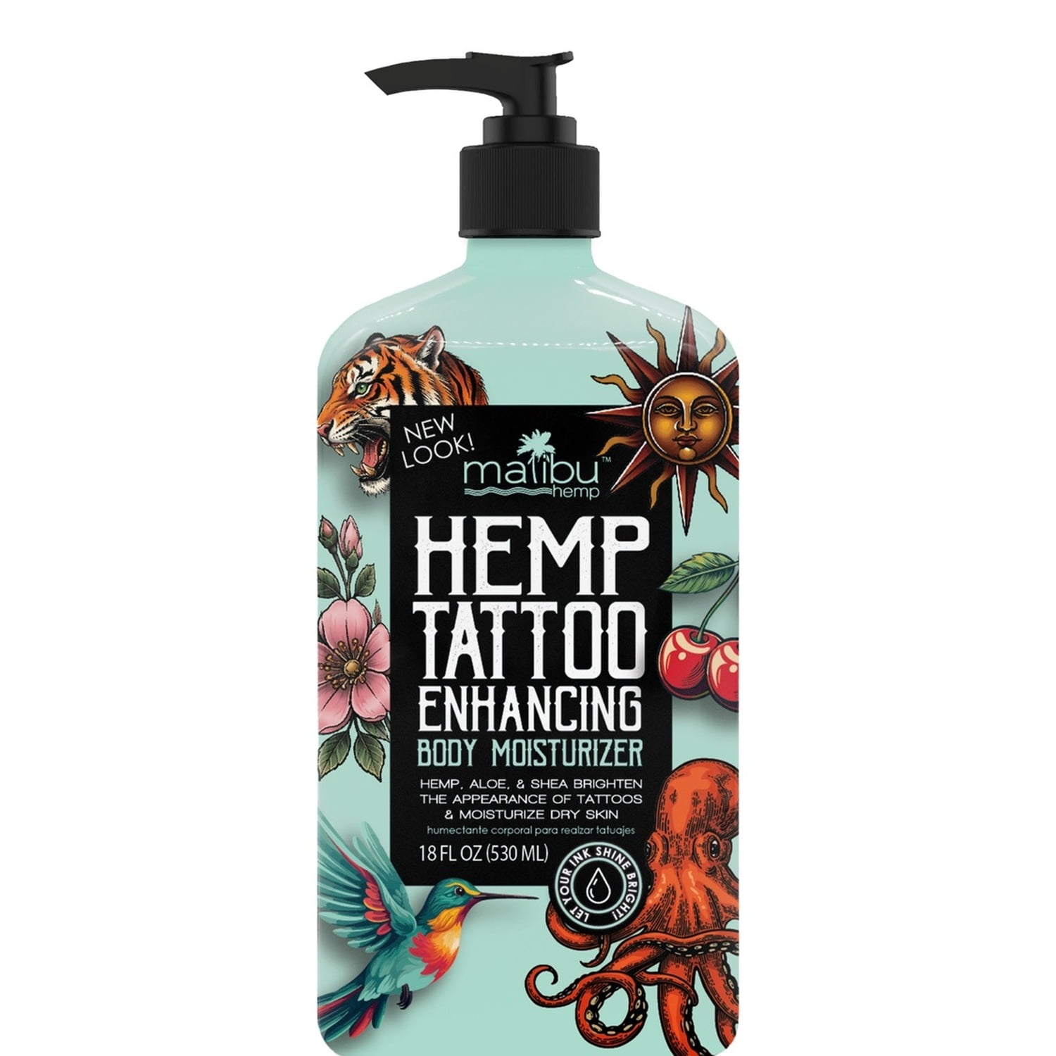 Malibu Hemp Tan Tattoo Enhancing Body Moisturizing Lotion, 18 fl. oz.