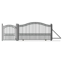 ALEKO DG12PARSSLPED Steel Sliding Driveway Gate - 12 ft with Pedestrian Gate - 5 ft - PARIS Style