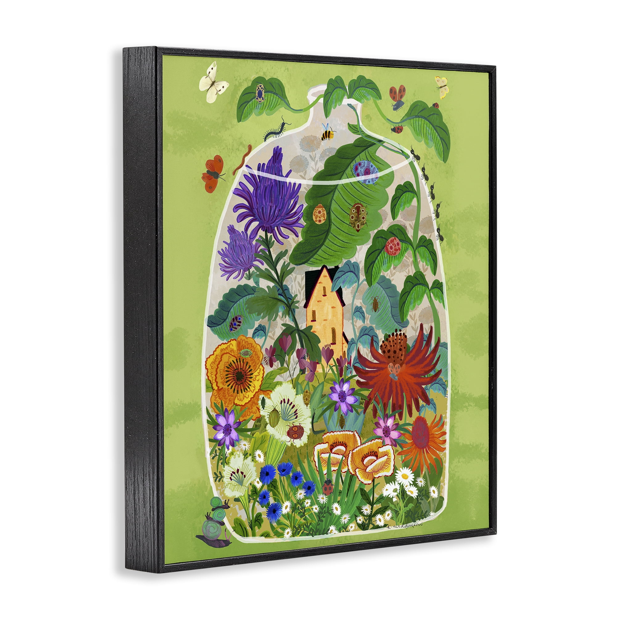 Stupell Industries Terrarium Bug Garden Black Framed Giclee Art, design by Kay Widdowson