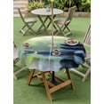 thumbnail image 5 of Outdoor Tablecloth with Umbrella Hole, Zen Stones Spillproof Waterproof Outdoor Table Cover, Nature Water Reflection Country Botanical Patio Tablecloths for Party/Garden/Picnic, Round 54 inch, 5 of 9