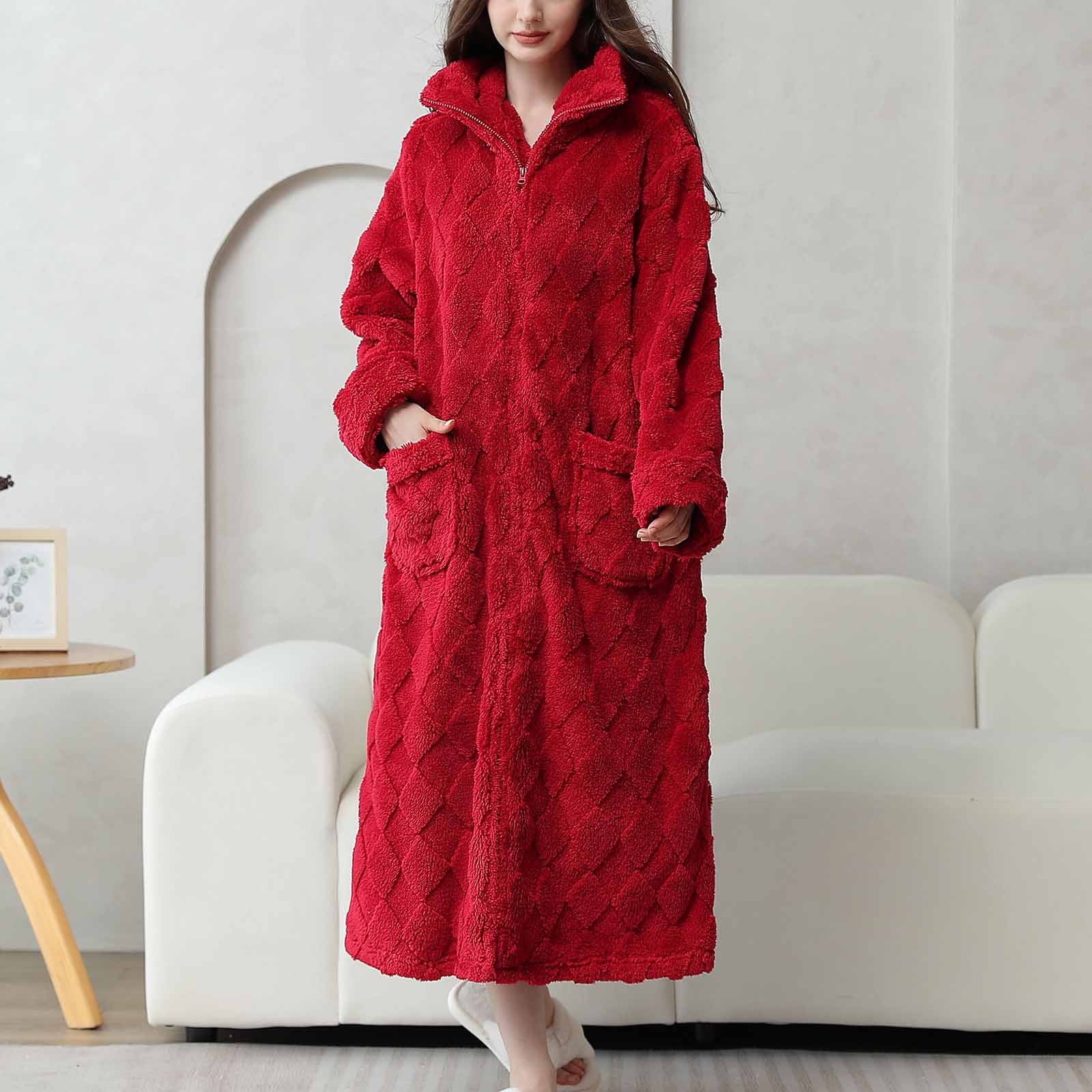 Wancir Robe Winter Bathrobe Women Loose Loungewear Sweet Tender Robe ...