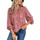 thumbnail image 2 of Txlixc Blusa de Manga Larga para Mujer, Blusa de Cuello Redondo con Botones en la Espalda con Patrón de Jacquard de Color Sólido, Tops de Calle de Ajuste Suelto Txlixc  Moda, 2 of 9