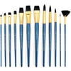 Royal & Langnickel Zip N' Close Soft Black Taklon Long Wood Handle Paint Brush Set, Set of 12