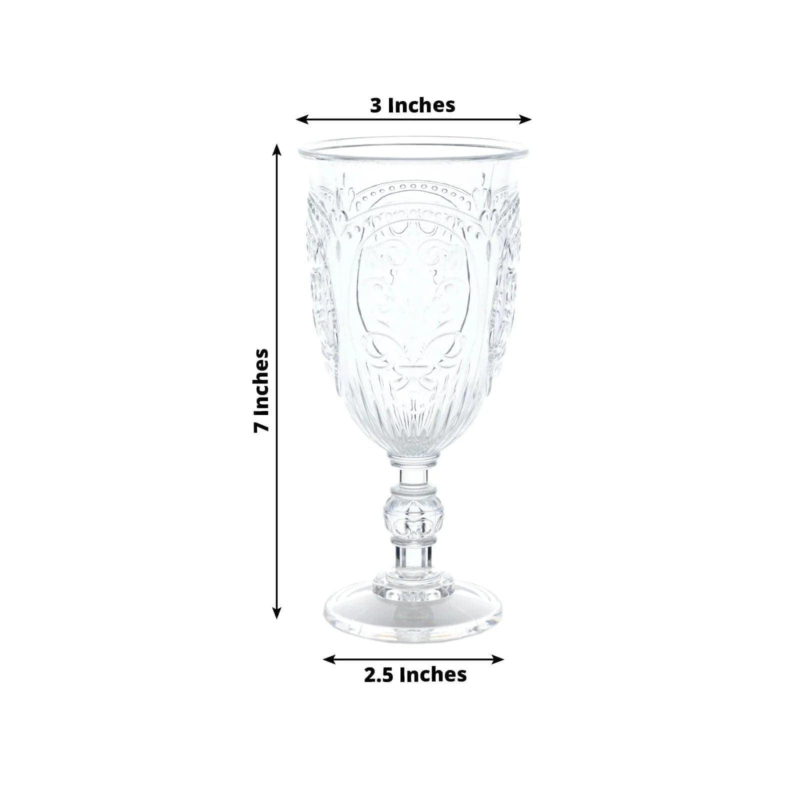 Balsa Circle 24 Clear 10 oz Transparent Plastic Wine Glasses Retro Embossed Style Wedding Party Tableware Event Decoration Supplies