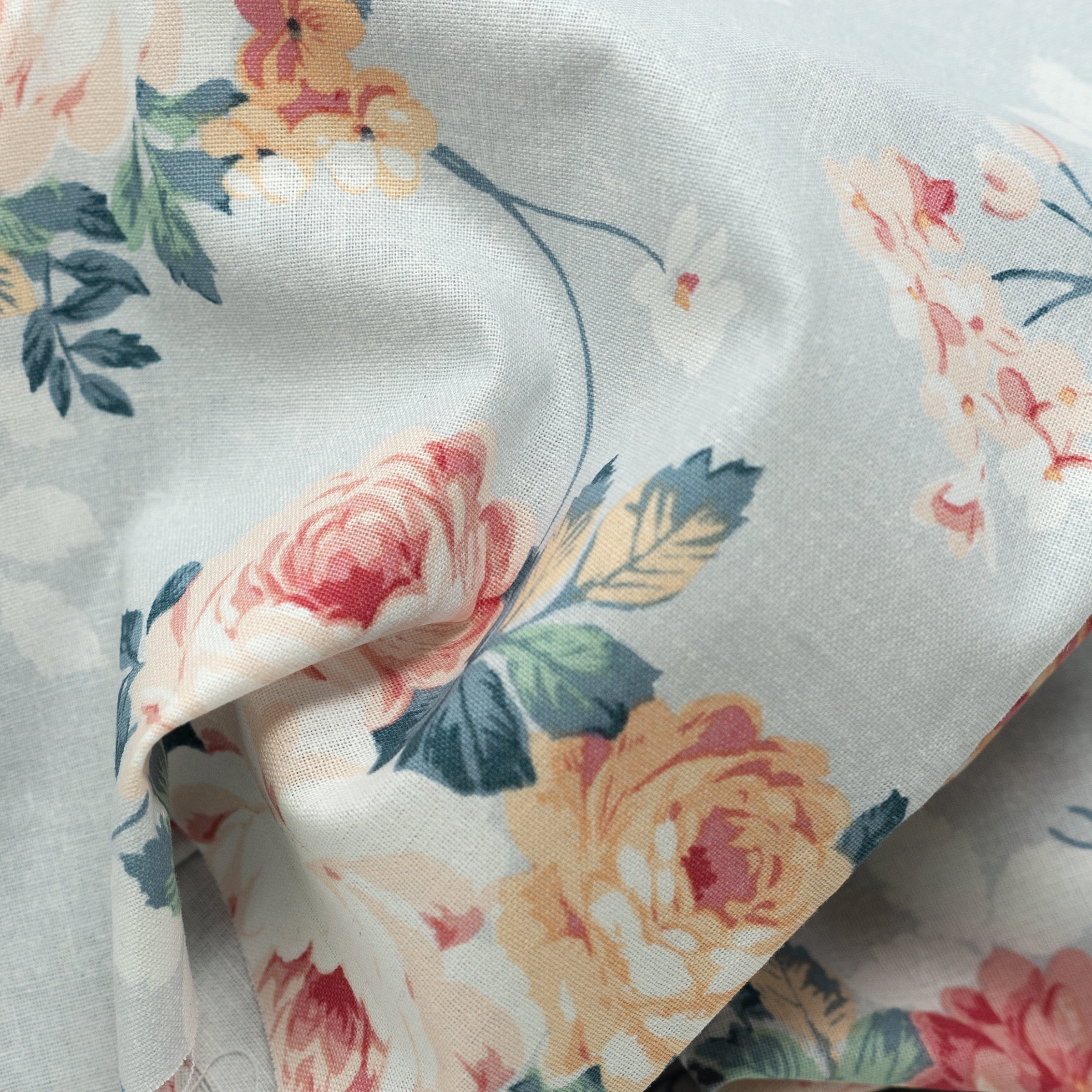 Waverly Inspirations 44" 100% Cotton Vine Floral Sewing & Craft Fabric By the Yard, Blue, Green and Pink