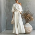 thumbnail image 3 of Idoravan 2 piece sets for women going out Fashion Women One Shoulder Short Sleeve And Long Pants Solid Casual 2PC Sets, 3 of 6